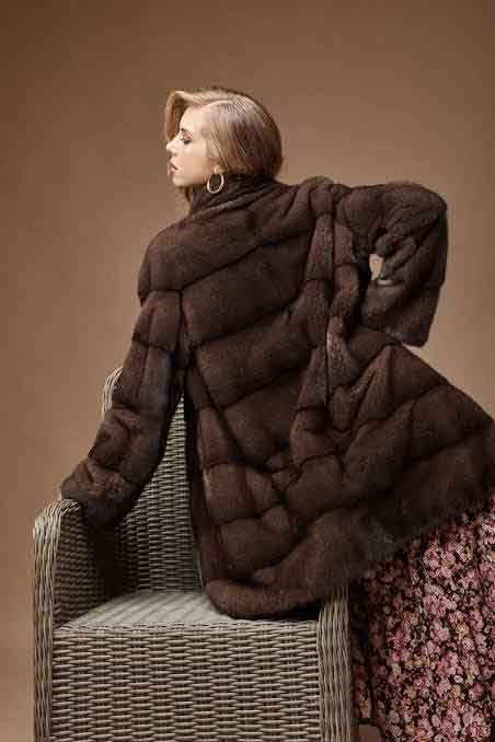 Women wearing a mink jacket