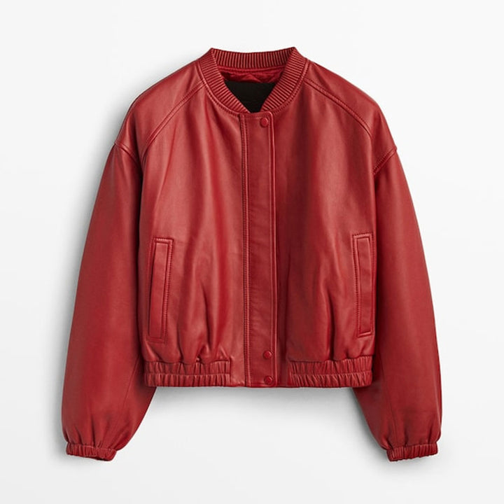 Women leather jacket on white background