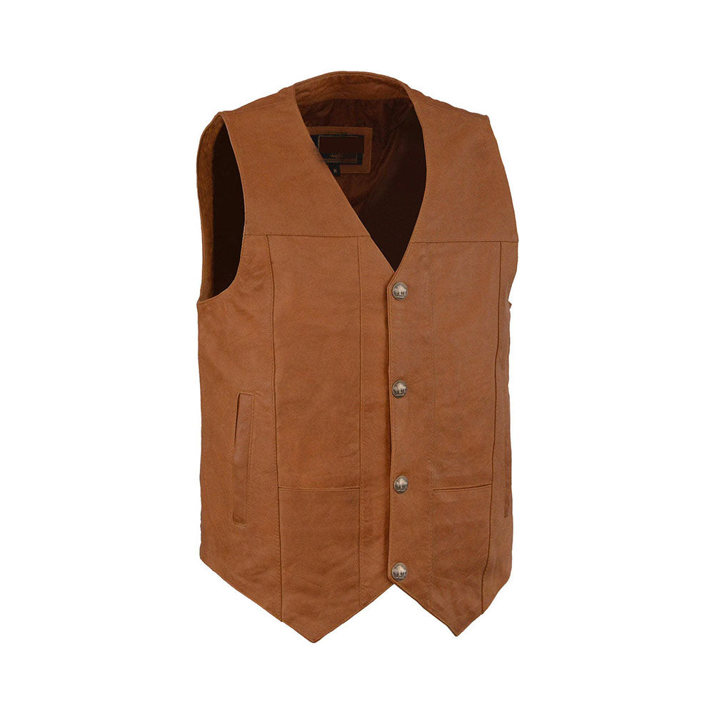 Men's Western Plain Side Leather Vest – Original Leather Vest