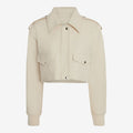 Beige jacket with shoulder epaulets on a white background