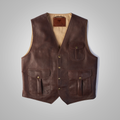 Men's Brown Multi-Pocket Buckskin Leather Vest – Tactical Utility