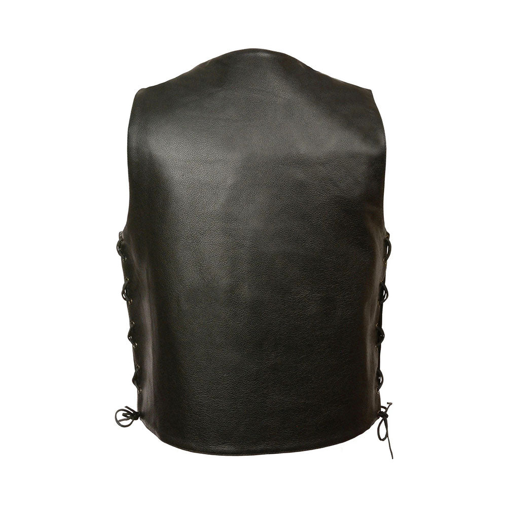 Men's Black Side Lace Leather Vest – Buffalo Nickel Snap