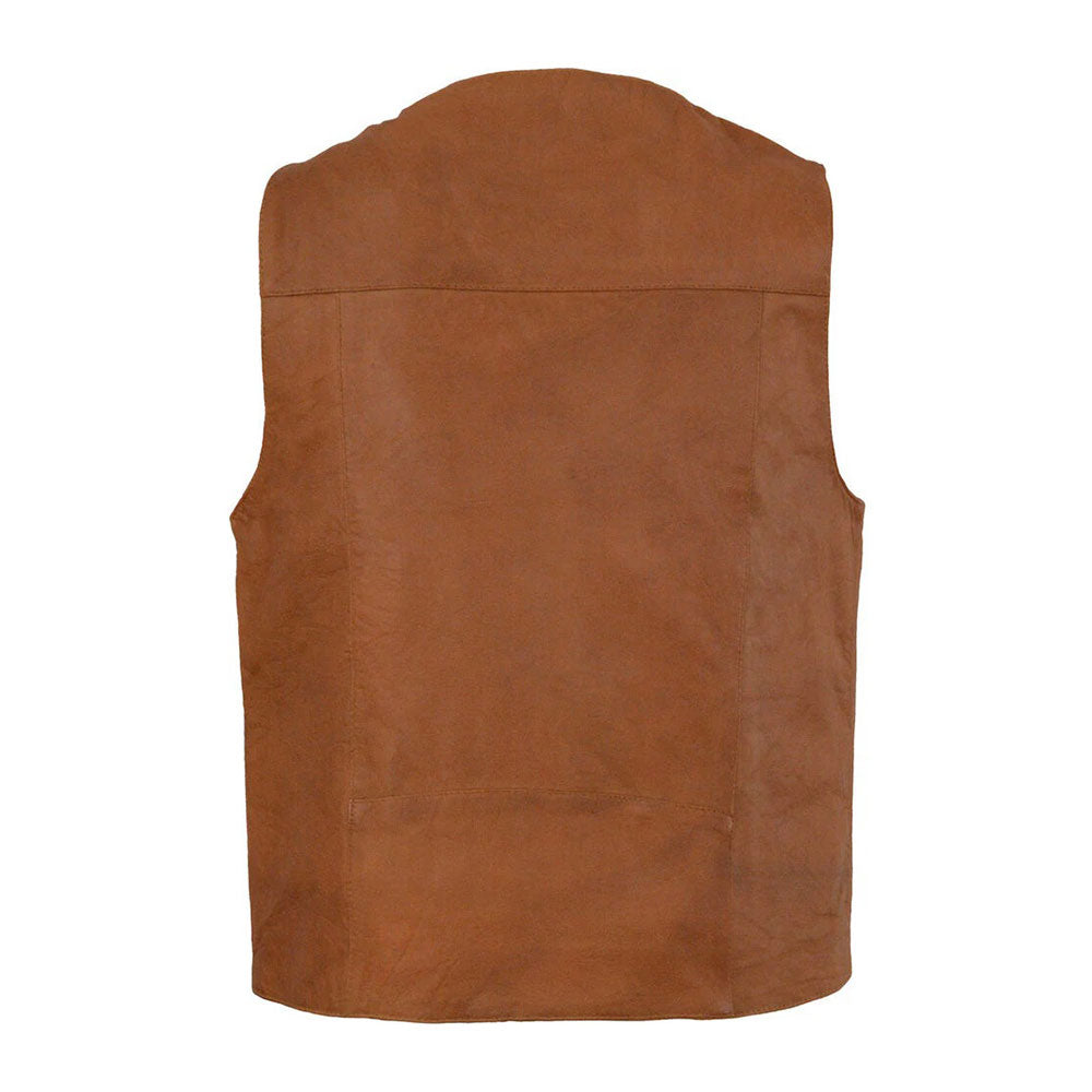 Men's Western Plain Side Leather Vest – Original Leather Vest