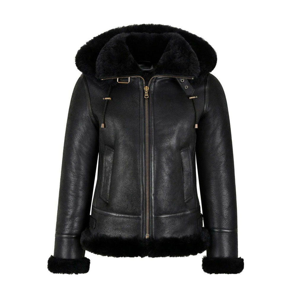 Black shearling leather jacket