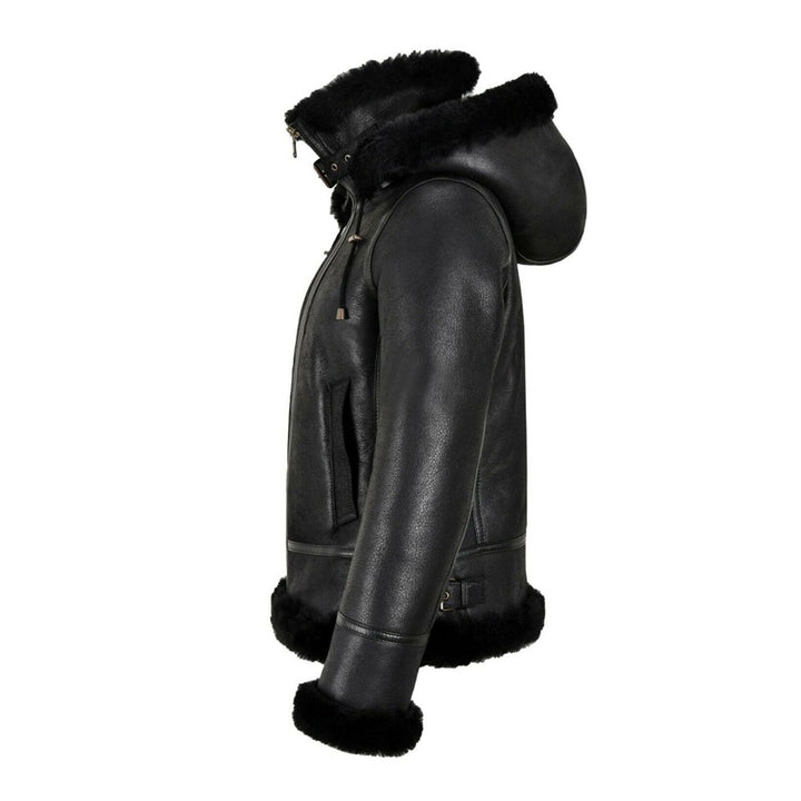 side view of women shearling jacket