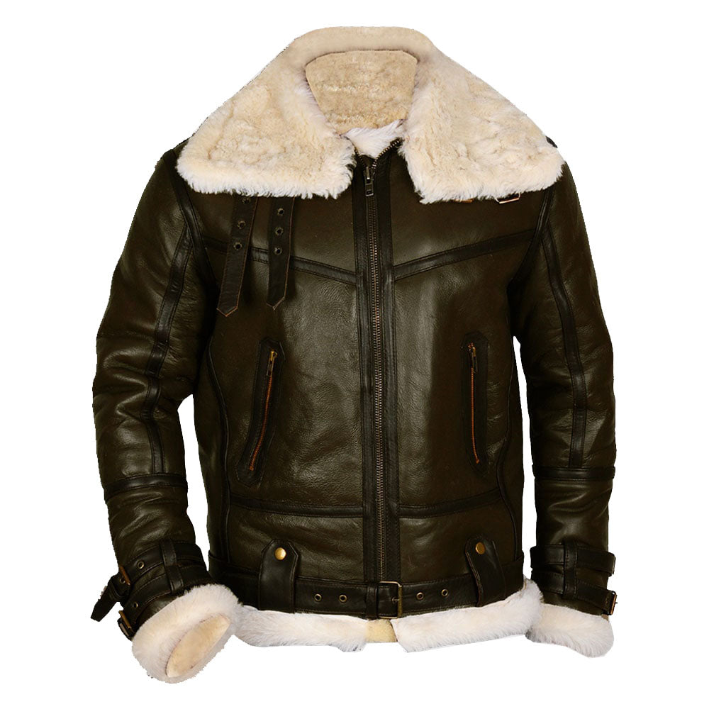 men brown shearling jacket