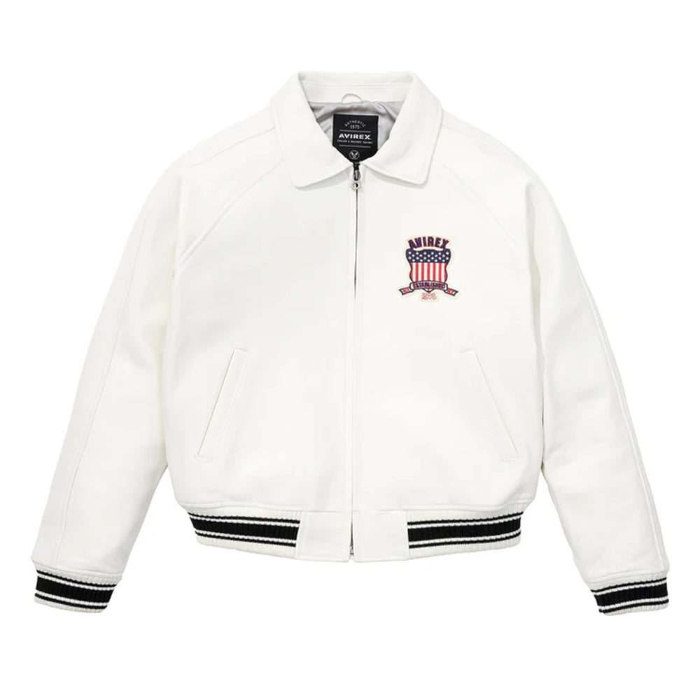 White Avirex Varsity Bomber Jacket