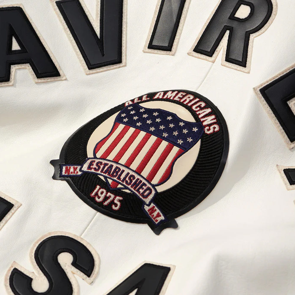 White Avirex Varsity Bomber Jacket