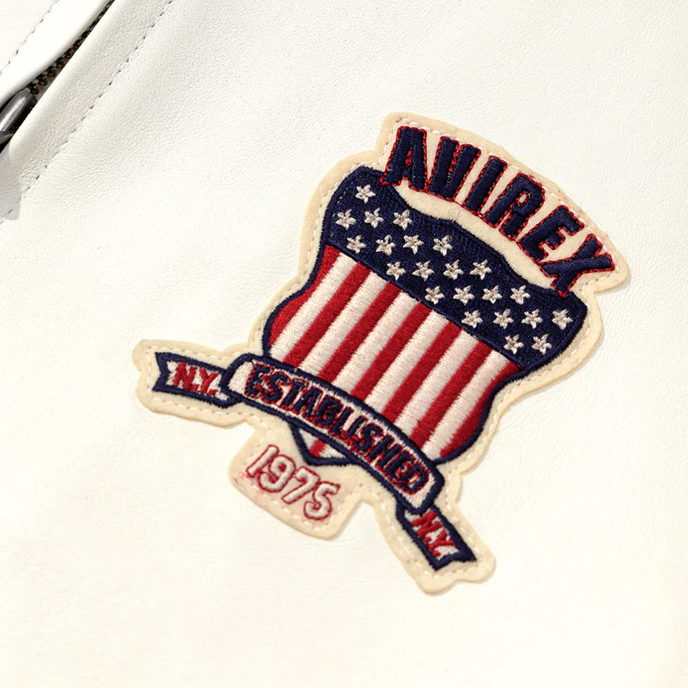 White Avirex Varsity Bomber Jacket