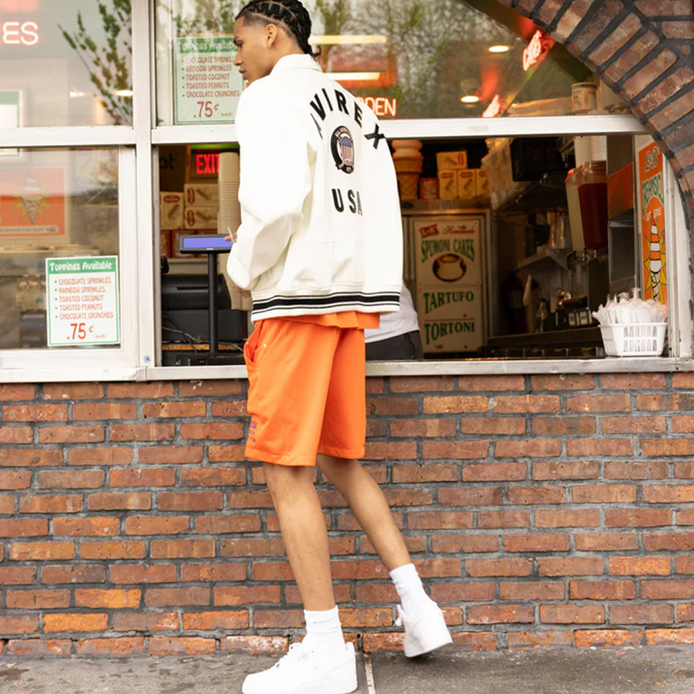 White Avirex Varsity Bomber Jacket