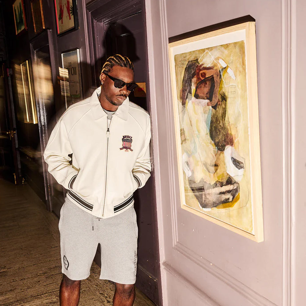 White Avirex Varsity Bomber Jacket