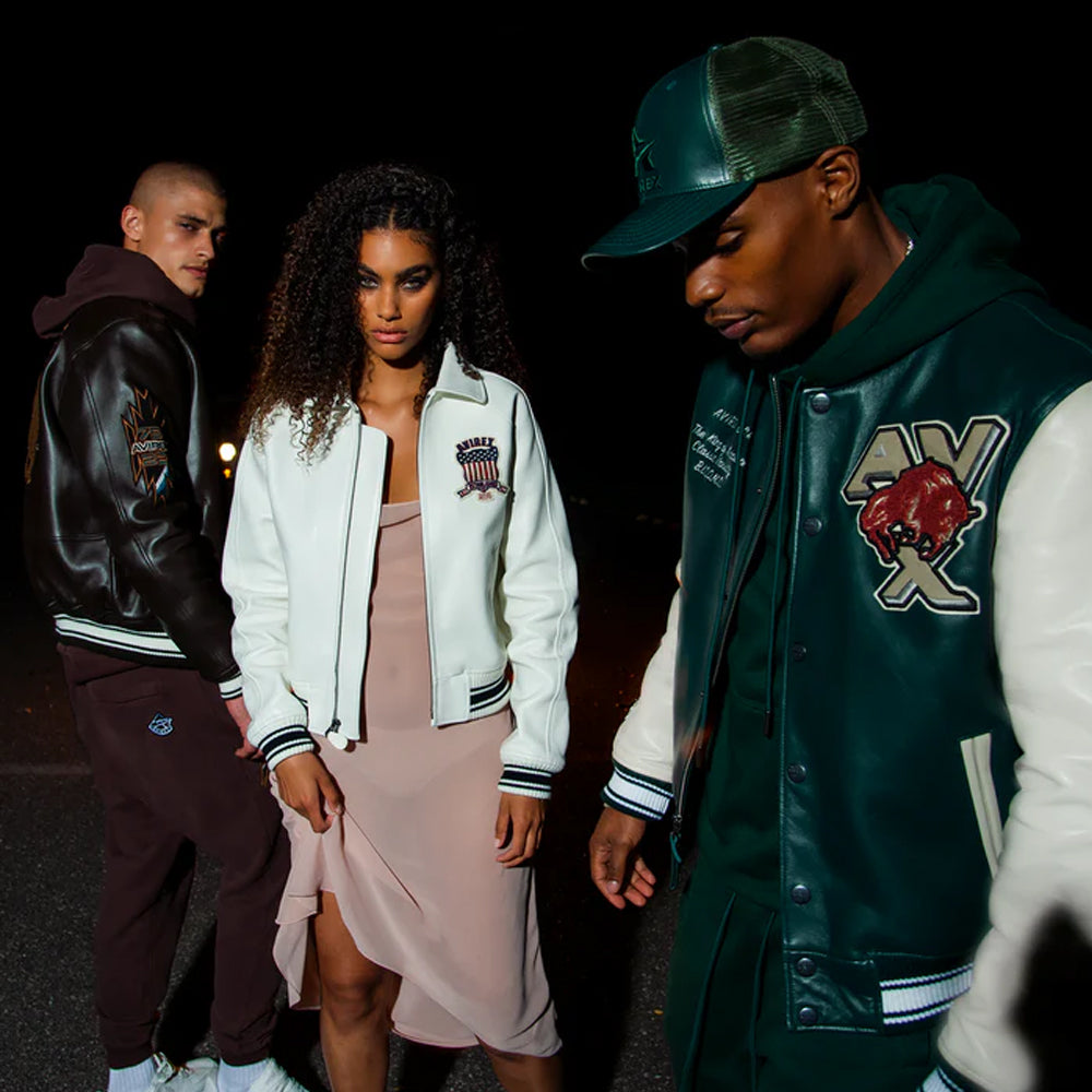 White Avirex Varsity Bomber Jacket
