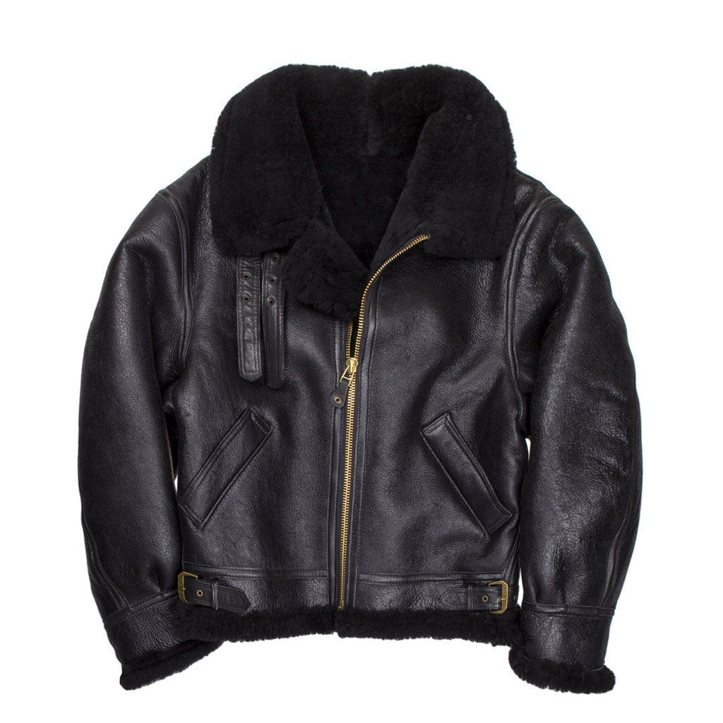 Premium Black B3 Thick Shearling Leather Jacket
