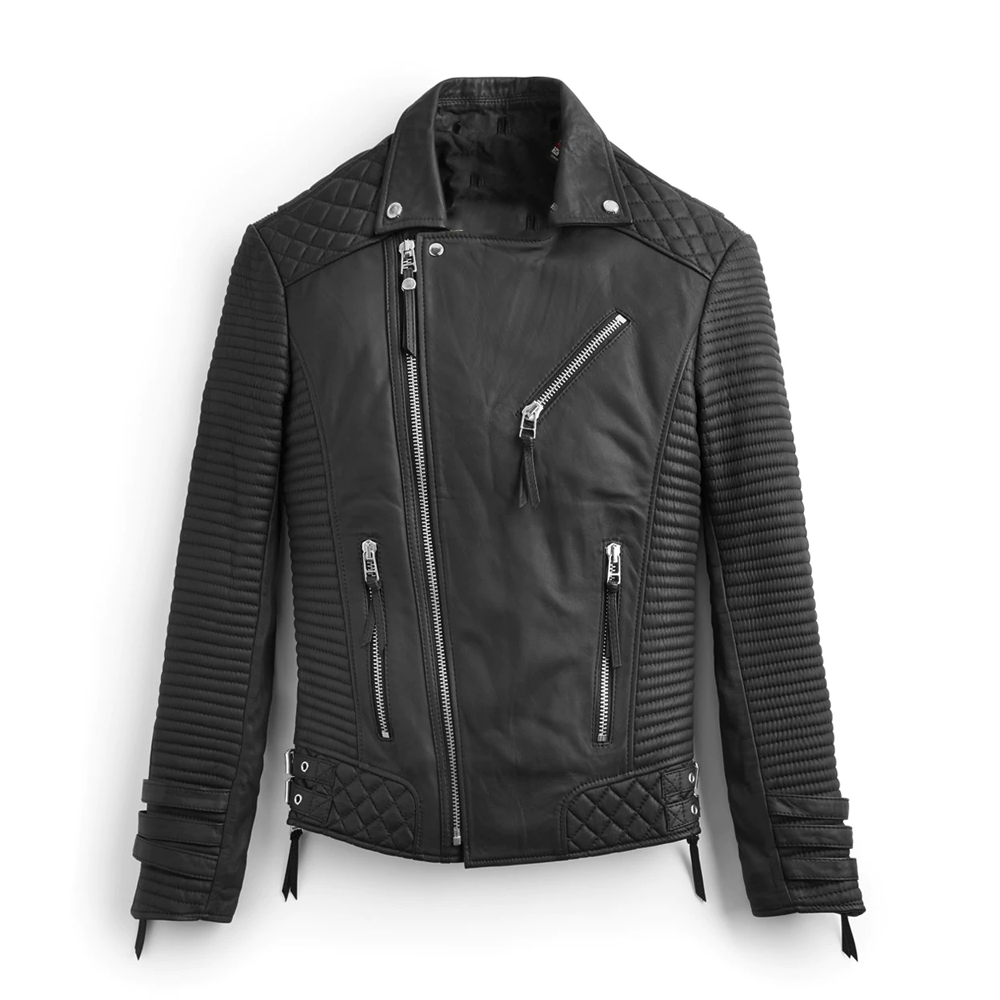 black men biker leather jacket