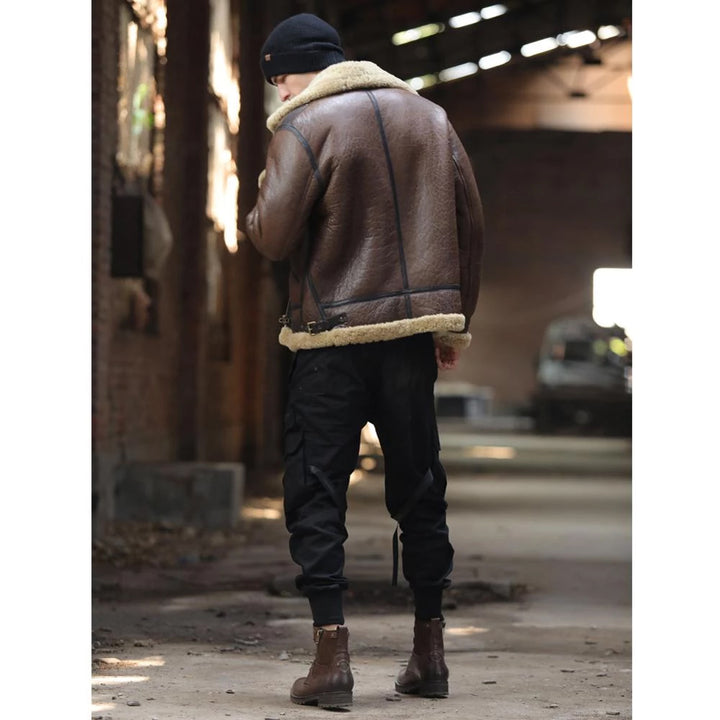 Back view of sheepskin jacket
