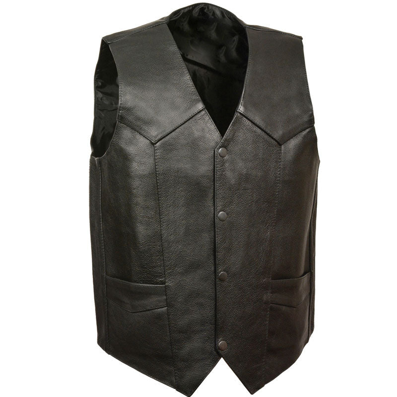 Black leather vest on a white background