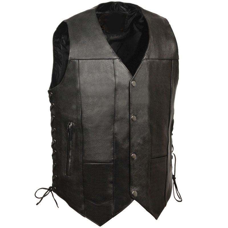 Black leather vest on a white background