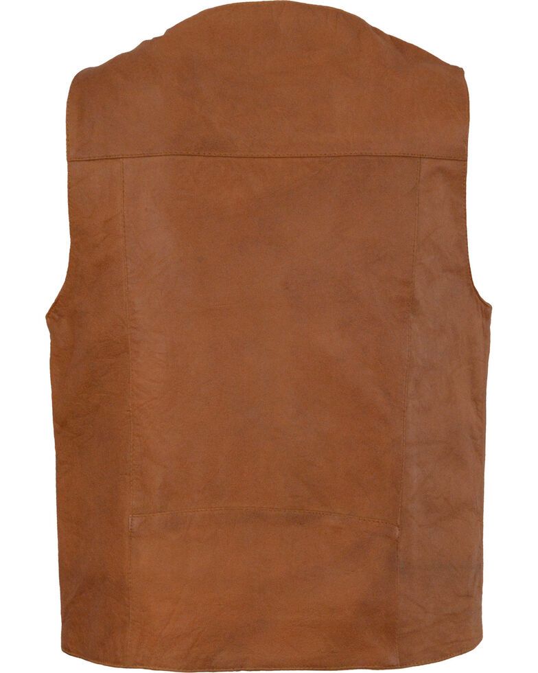Brown leather vest on a white background