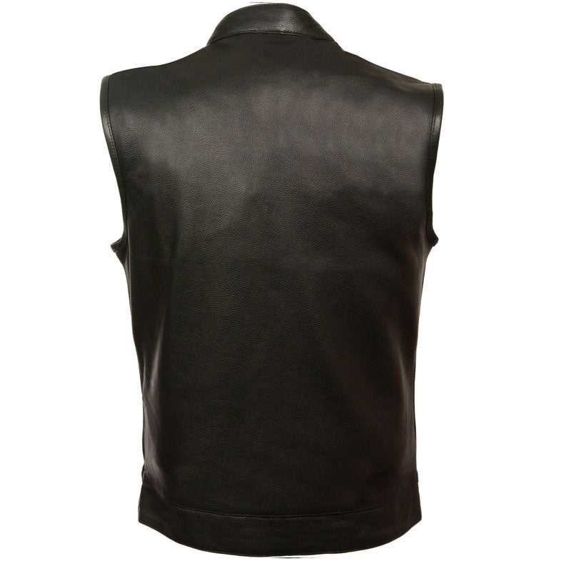 Black leather vest on a white background