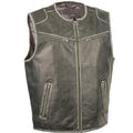 Gray leather vest with zippers on a white background