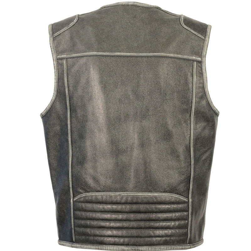 Gray leather vest on a white background