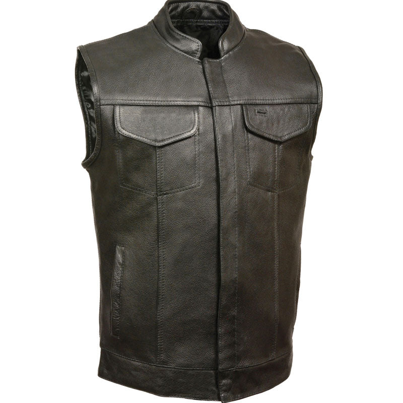Black leather vest on a white background