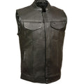 Black leather vest on a white background