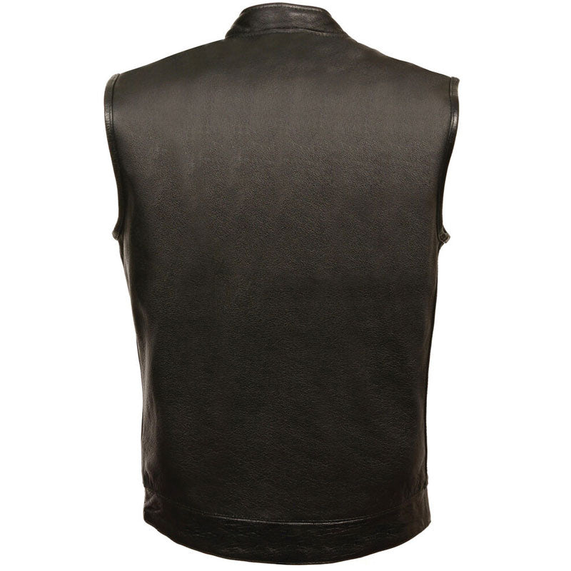 Black leather vest on a white background