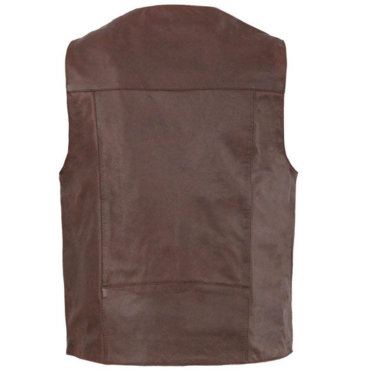 Brown leather vest on a white background