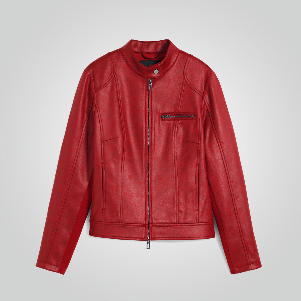 Cafe Racer Red Leather Jacket