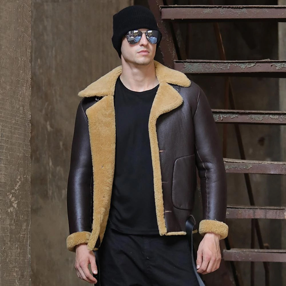 brown sheepskin jacket