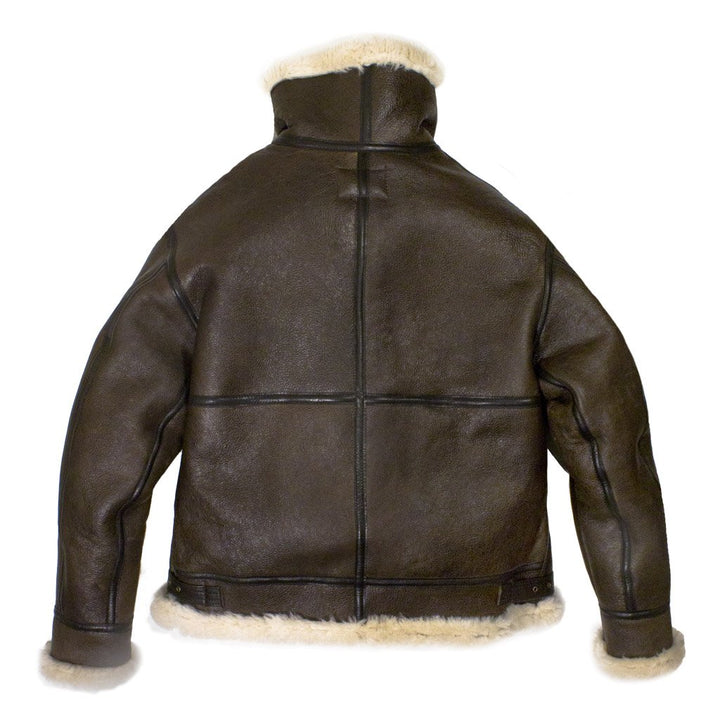 back view of Men's B3 Genuine Leather Shearling Jacket