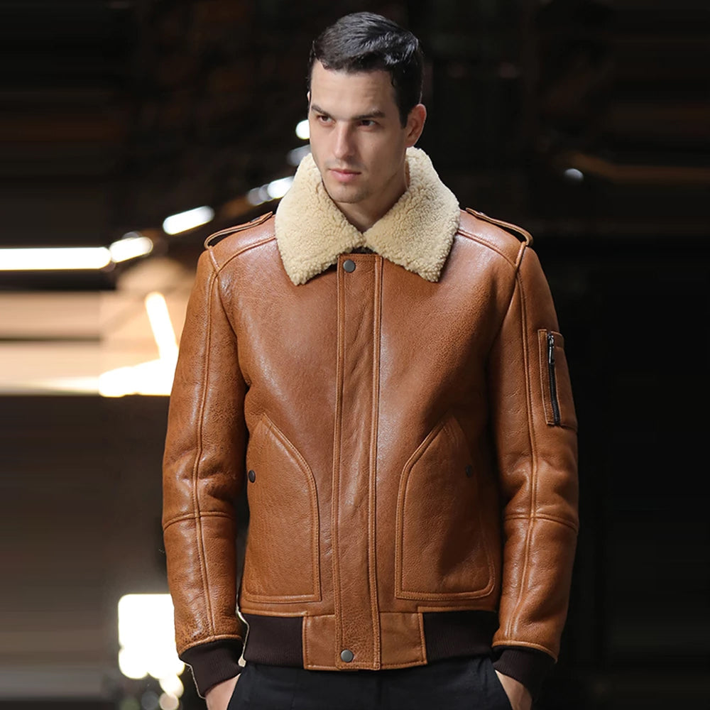 brown leather jacket