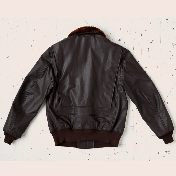 Brown leather jacket on a white background