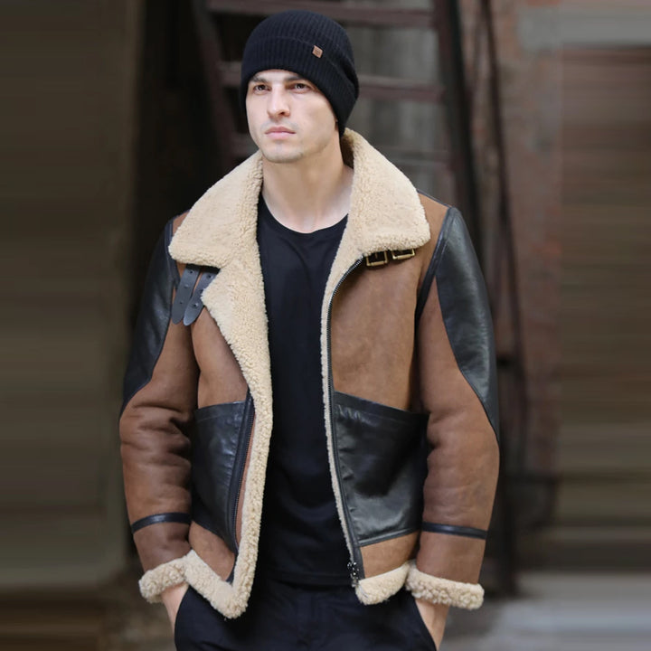 men shearling leather jacket