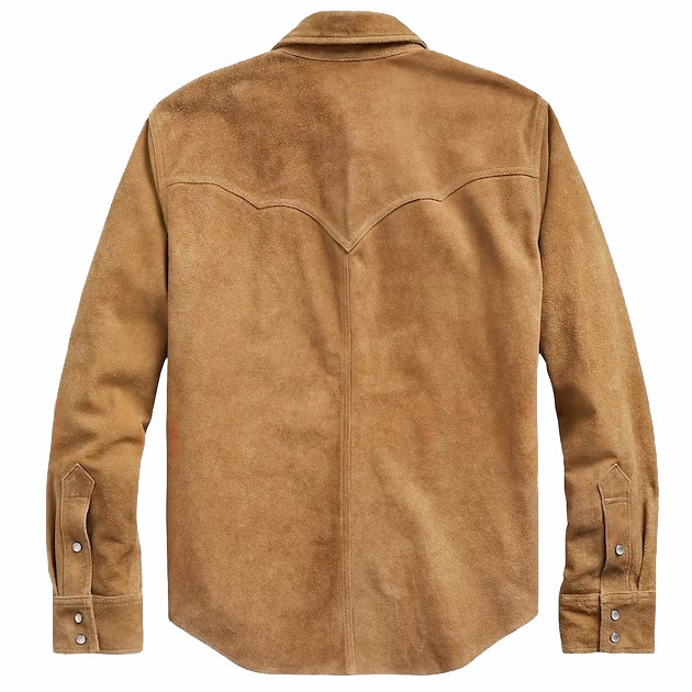 Brown suede shirt on a white background