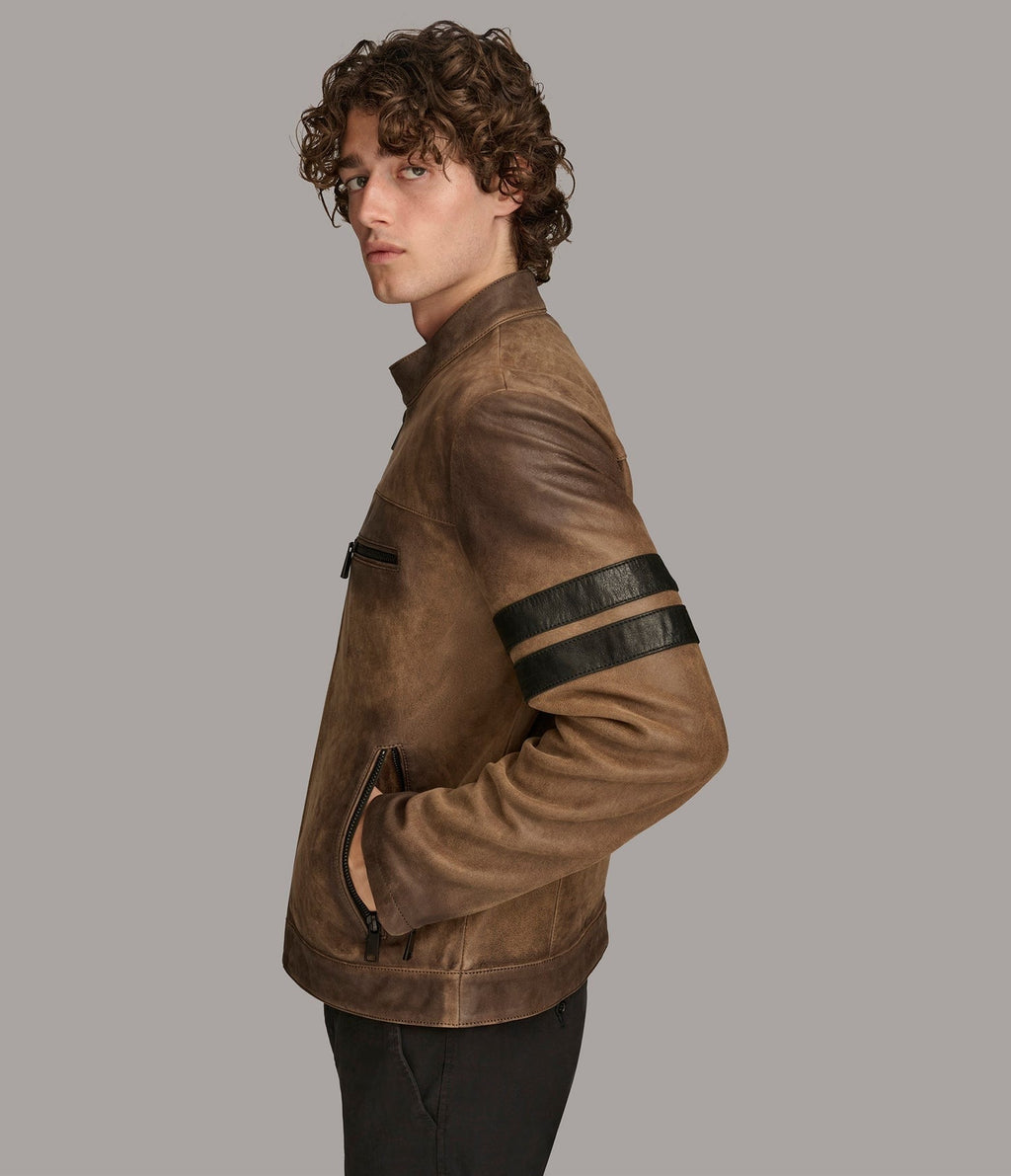 Distressed Men Leather Jacket