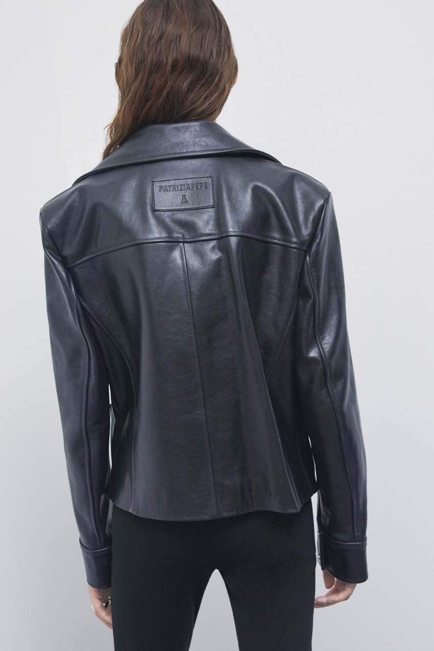 Women Classic Black Biker Leather Jacket