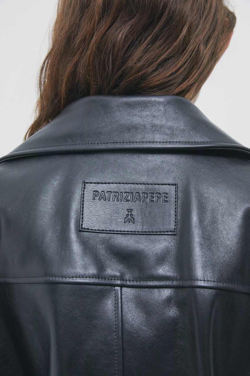 Women Classic Black Biker Leather Jacket