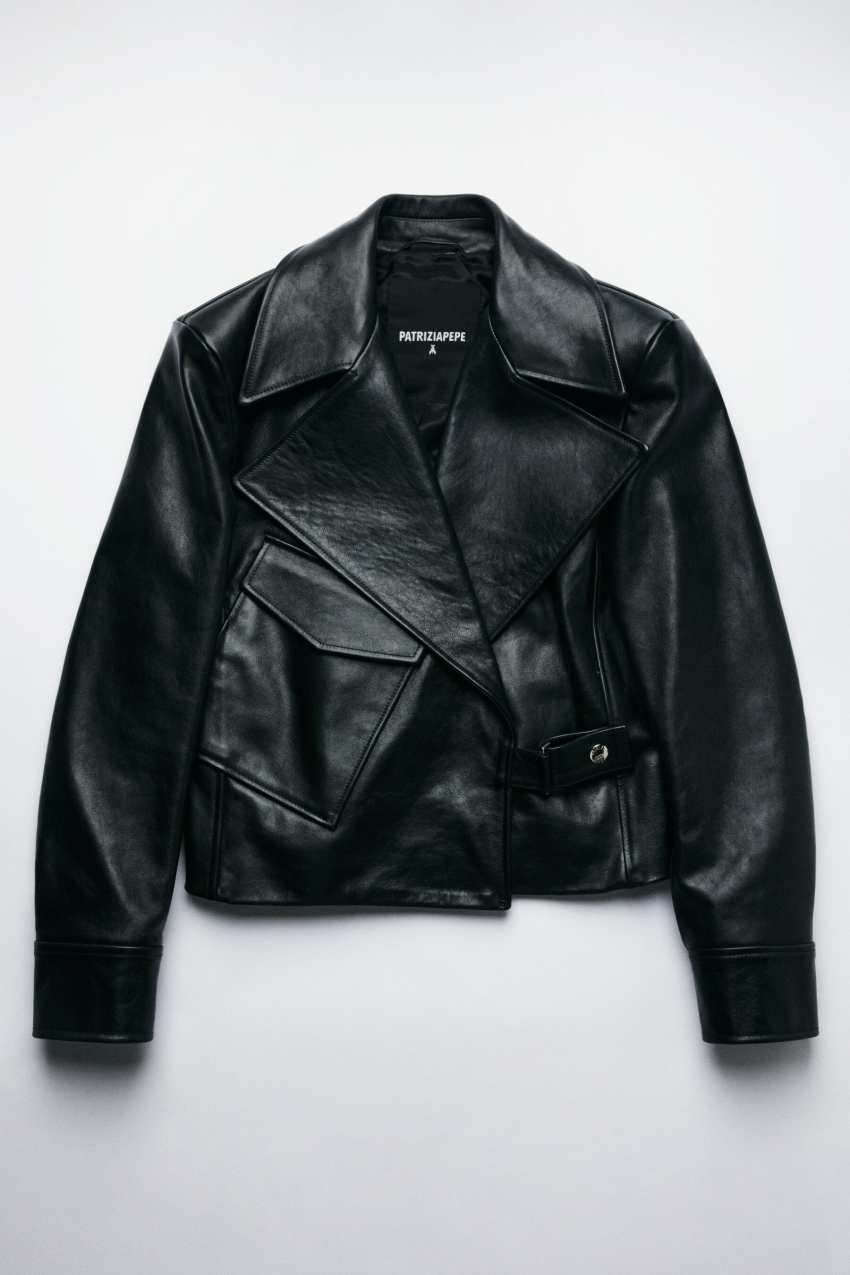 Women Classic Black Biker Leather Jacket