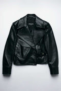 Women Classic Black Biker Leather Jacket