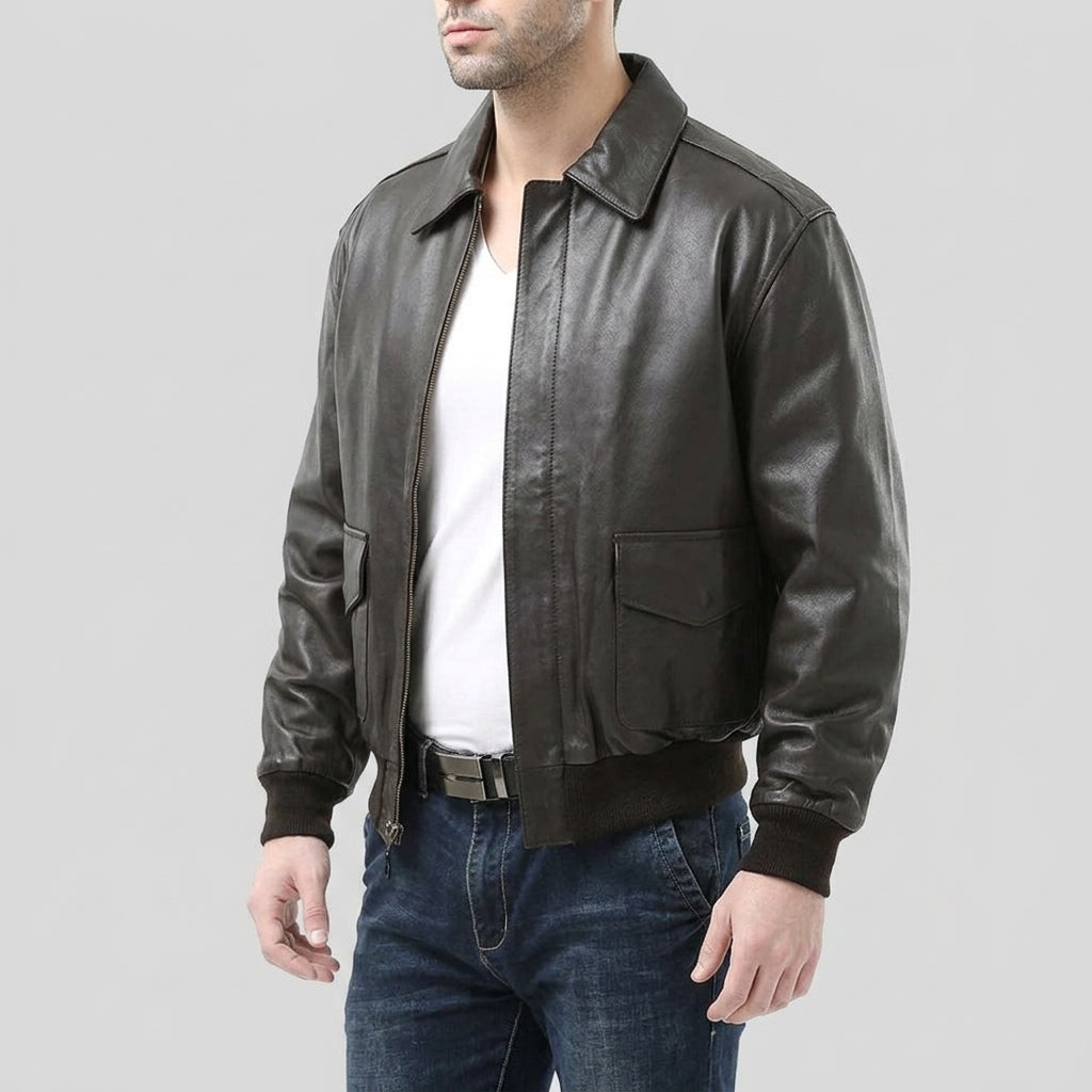 men's leather bomber jacket