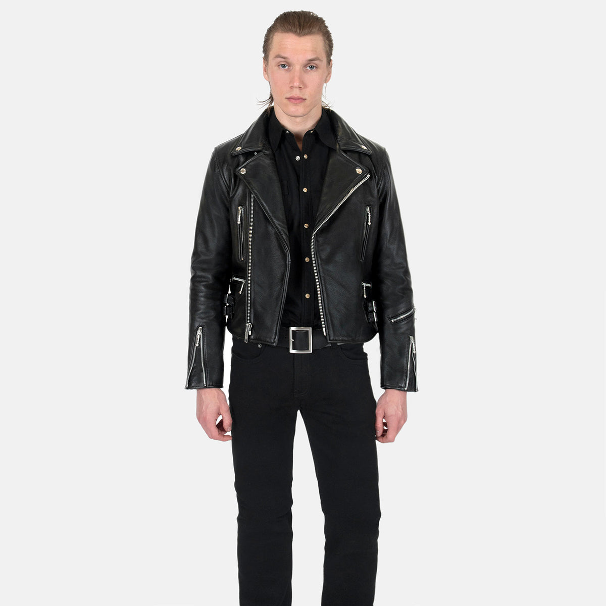 Straight To Hell - Men's Black Leather Jacket