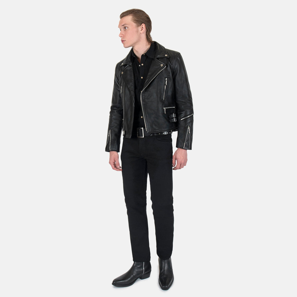 Straight To Hell - Men's Black Leather Jacket
