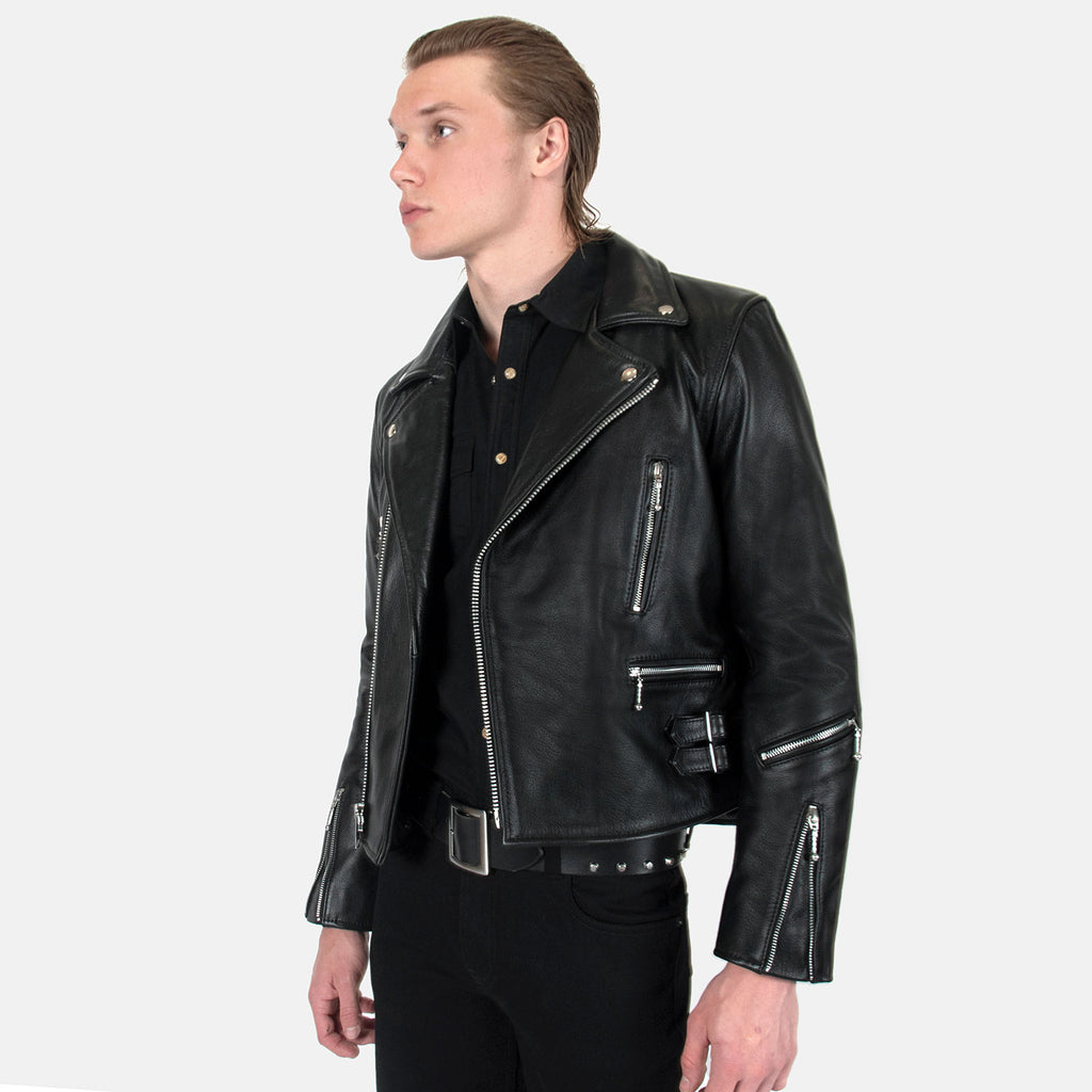 Straight To Hell - Men's Black Leather Jacket