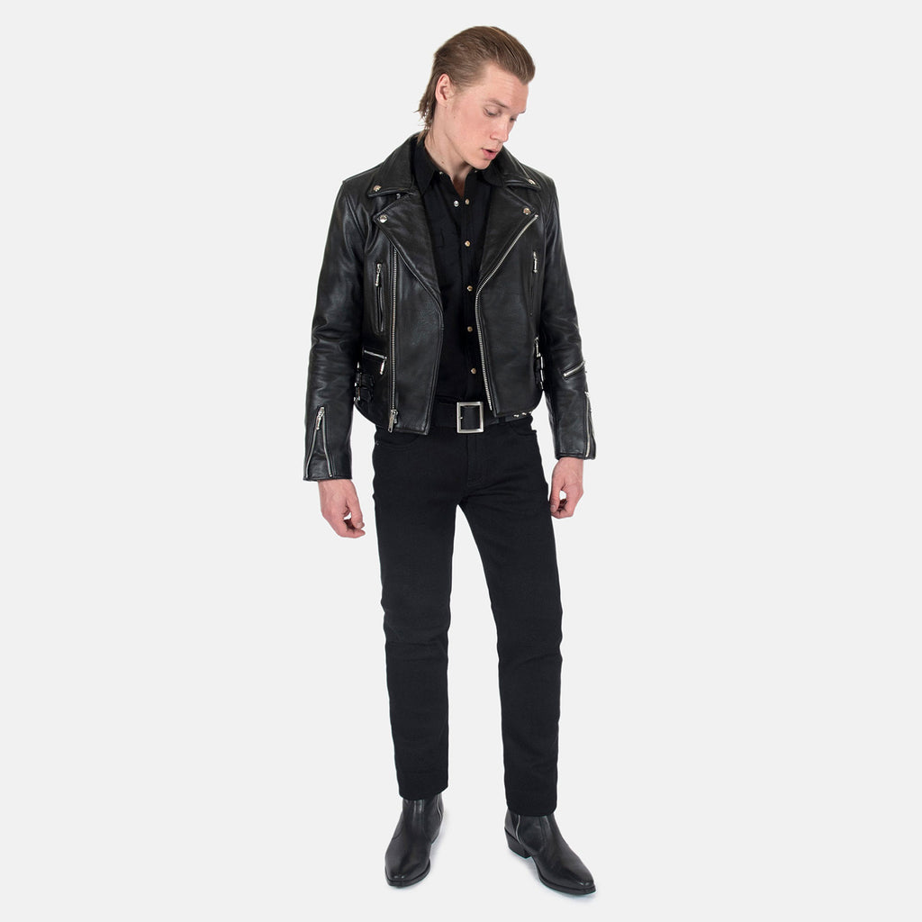 Straight To Hell - Men's Black Leather Jacket