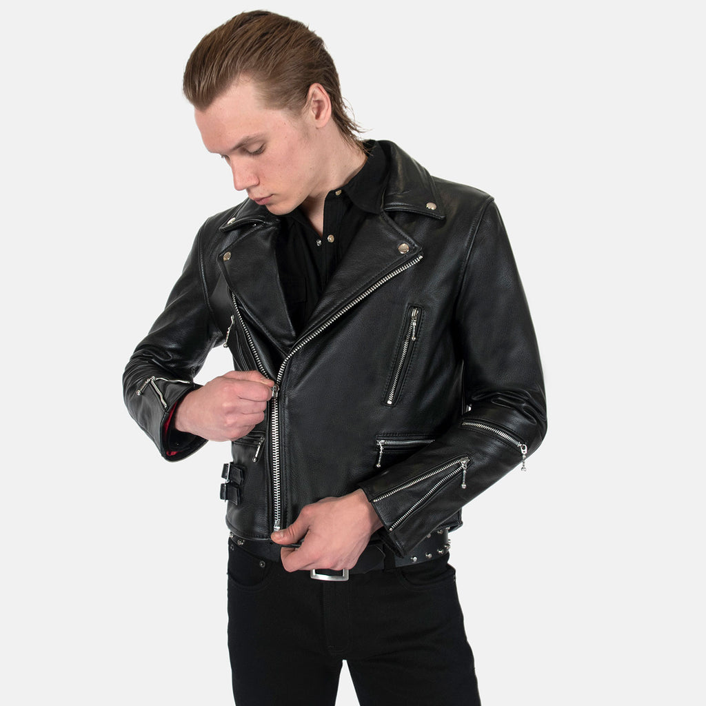 Straight To Hell - Men's Black Leather Jacket