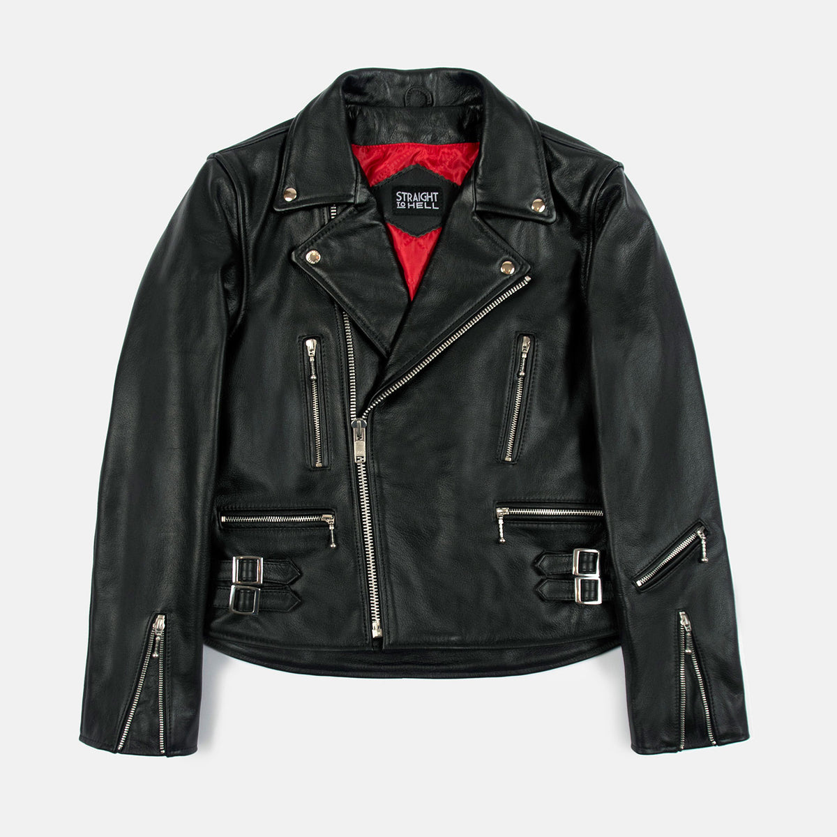 Straight To Hell - Men's Black Leather Jacket