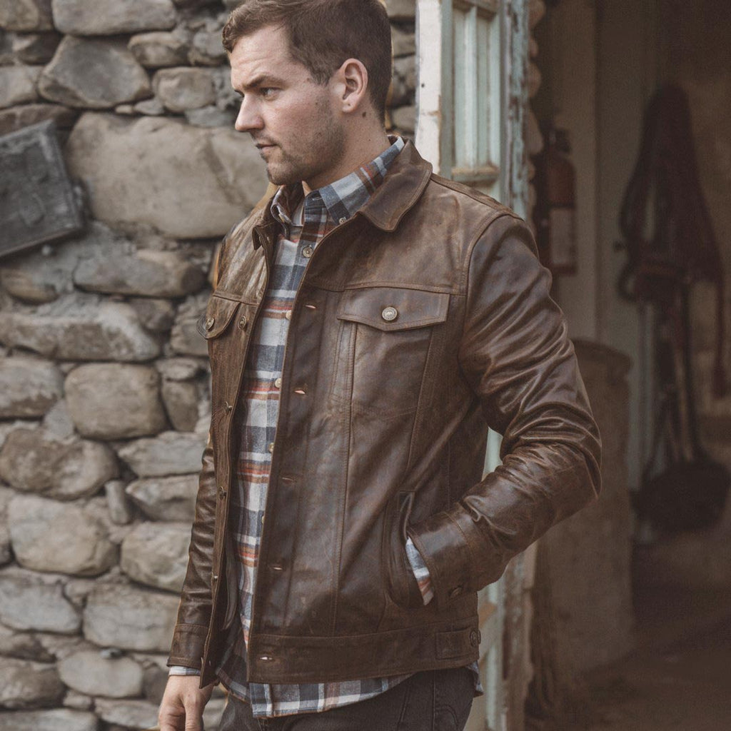 Men Brown Goat Leather Jacket
