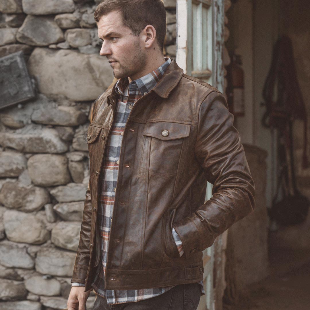 Men Brown Goat Leather Jacket
